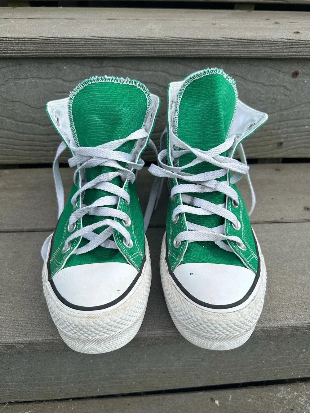 Converse Green Platform High Top Sneakers Rubber/Canvas